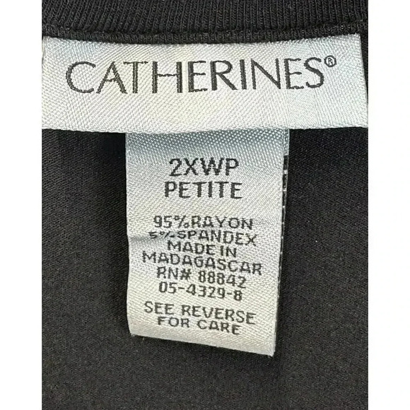 Catherines Women's 2XWP(22-24) Petite Ruched Surplice Neckline Black Maxi Dress - Picture 3 of 6
